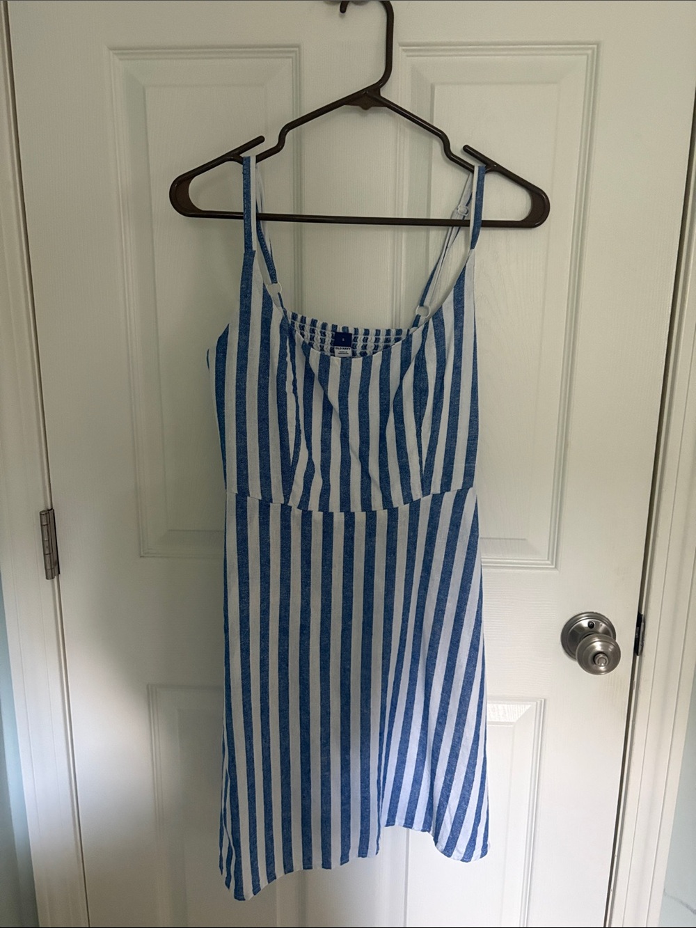 Old Navy Blue and White Striped Spaghetti Strap Dress